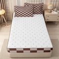 thumbnail image 4 of Homewish Retro Plaid Zipper Queen Comforter Set with Fitted Sheet and 2 Pillowcases, Classic Grid Zipper Bedding Set, Brown Tan,Reversible,4 Pieces, 4 of 6