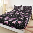 thumbnail image 3 of Homewish 4-Piece Flying Purple Butterflies Pink Floral Dreamy Princess Queen Microfiber Bedding Set, 3 of 7
