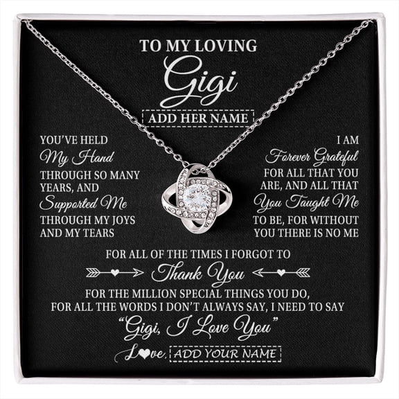 Gigi You Held My Hand Necklace, White Love Knot Necklace