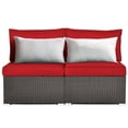 thumbnail image 4 of Patiojoy 2-Piece Outdoor Wicker Rattan Sectional Armless Sofa Chair w/ Red Cushions, 4 of 7