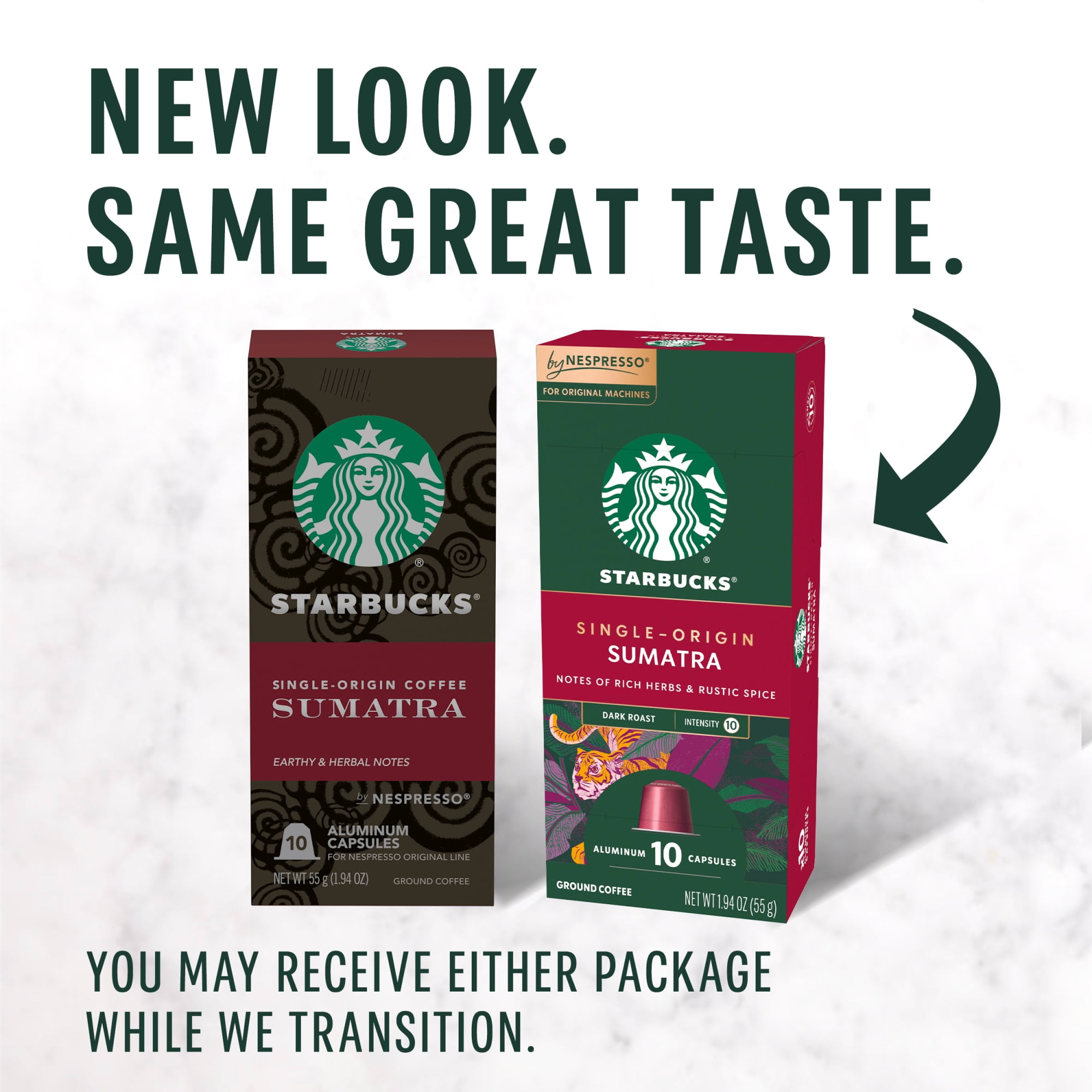 Starbucks by Nespresso Original Line, Sumatra, Dark Roast Nespresso Pods, 10 Count