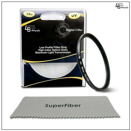 Cannon Low Profile Swivel Base - 58mm Low Profile Ultraviolet Ray (UV) Slim Design Lens Filter with Microfiber Cleaning Cloth for Canon & Nikon by Loadstone Studio WMLS1314