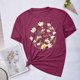 thumbnail image 3 of Blusas de Verano de las Mujeres Flor Impresa Cuello Redondo Manga Corta Superior, Verano Superior de las Mujeres, 3 of 4