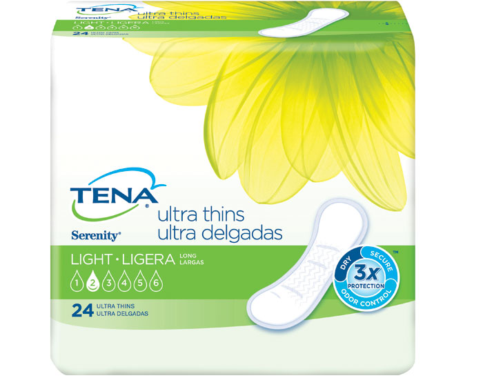 Tena Incontinence Ultra Thin Pads for Women, Light, Long, 24 Count