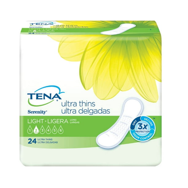 Tena Incontinence Ultra Thin Pads for Women, Light, Long, 24 Count