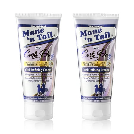 Mane 'n Tail Curls Day Curl Defining Cream (2 Pack) – Biotin, Vitamin E & B5, Rooibos & Coconut Oil for Soft, Natural Hold, Sulfate & Paraben Free (6.5 Oz Each)