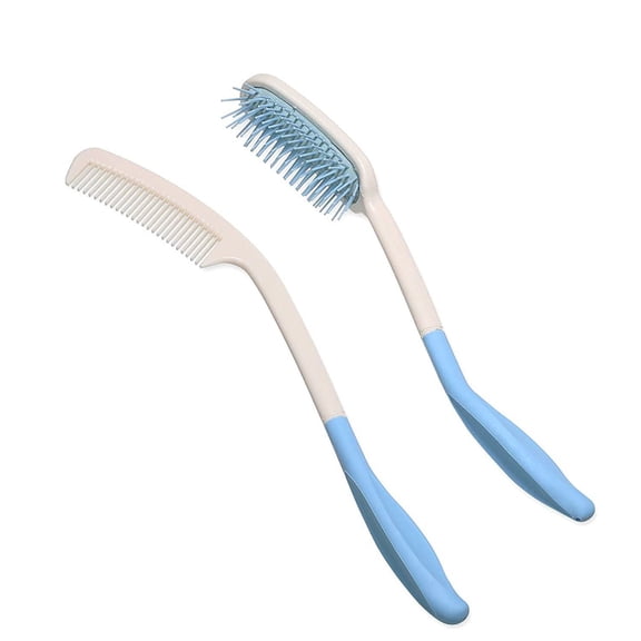 Long Reach Handled Comb and Hair Brush Set Applicable to elderly and hand-disabled people inconvenient (2 pcs)