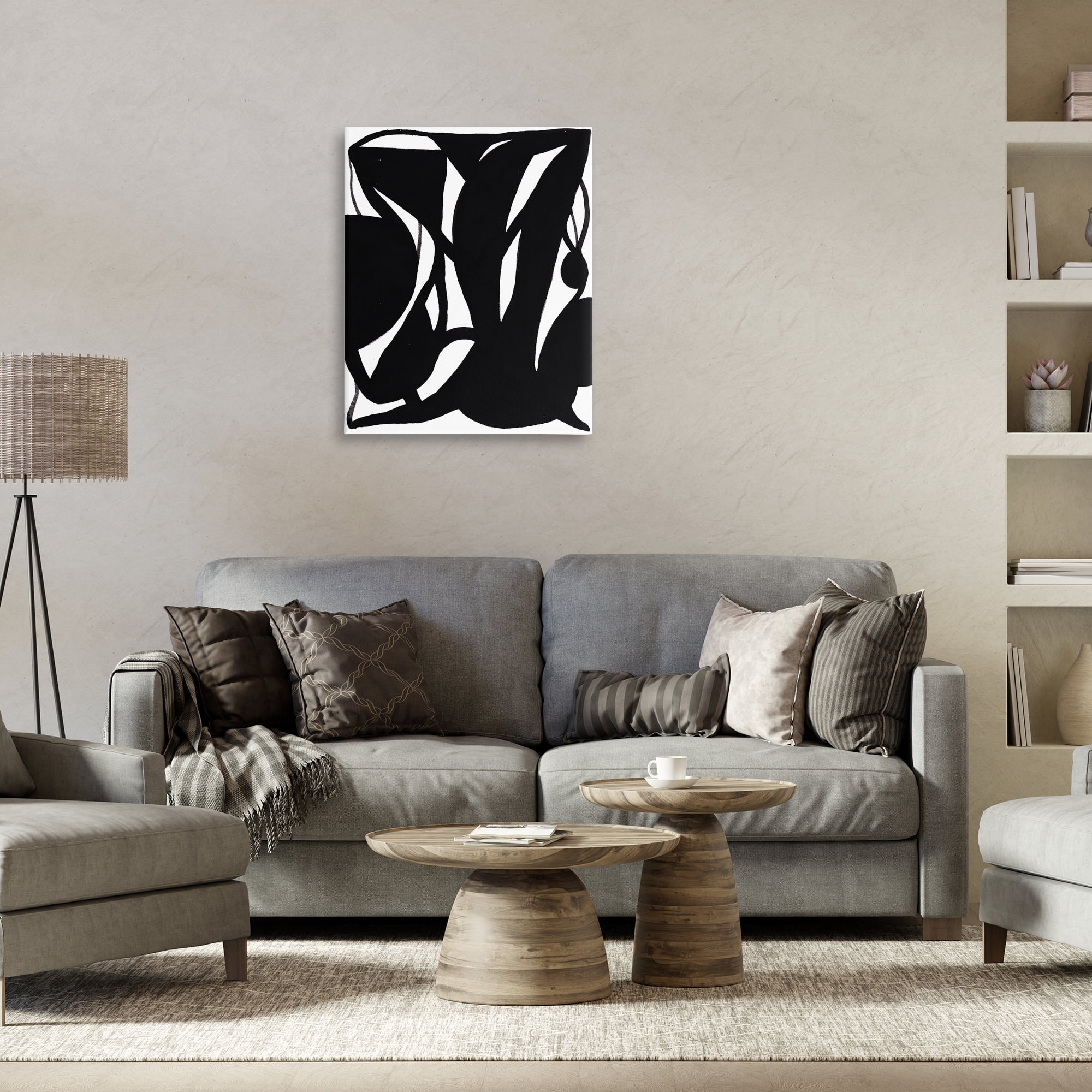 Stupell Industries Black Swirled Ink Abstract Painting Wrapped Canvas Art Print Wall Art, 24 x 30