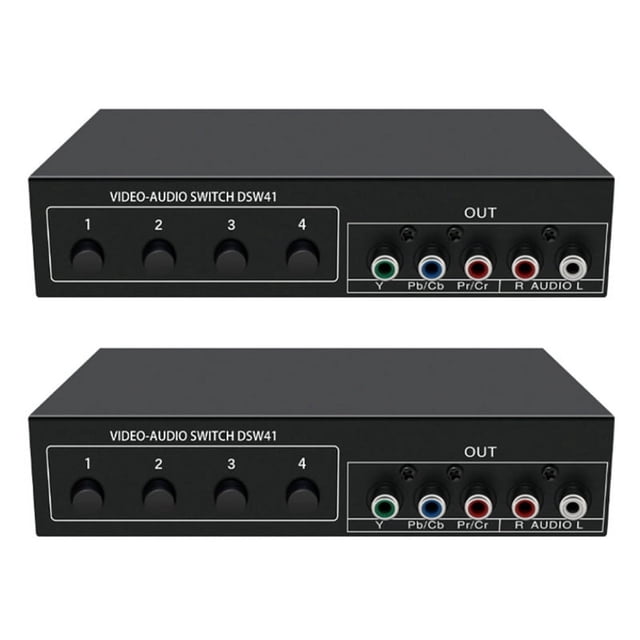 2pcs 4x1 Component Video Signal Switcher YPbPr YCbCr Audio DSW41 Divider Panel Button Manual Switch CVBS 720P Metal