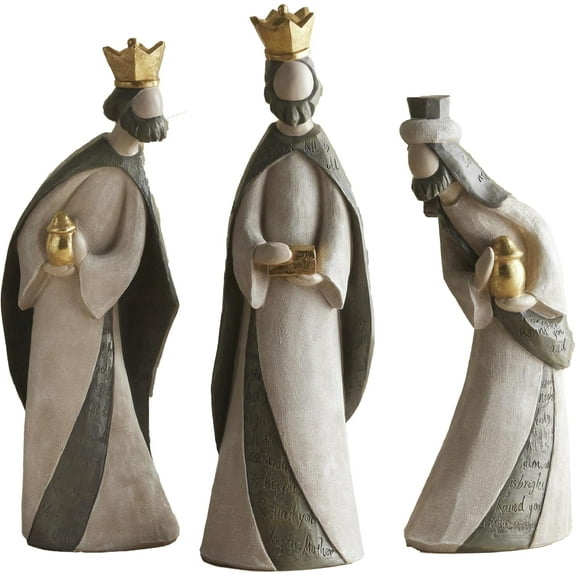 The Nativity Store Wisemen Silent Night Set - 18” Resin Figurines with Gold Detailing - 3 Piece Nativity Scene