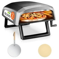 360° Portable Pizza Oven with Rotating Pizza Stone, Rain Cover, Regulator, and Hose