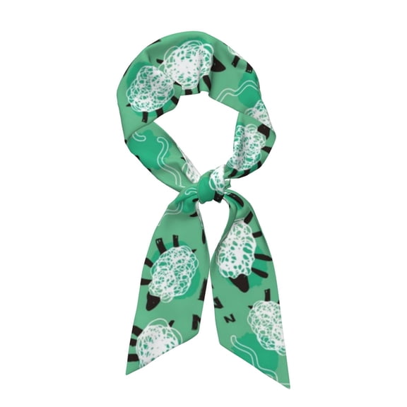 Wukai Sheep Zzz Print Hair Scarf for Women Fashion Silky Satin Headscarf Wrap Breathable Lightweight Neck Scarves For Handbag Accessories