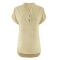 thumbnail image 4 of Gamivast Linen Shirts for Women Loose Fitted V Neck 3/4 Sleeve Casual Blouses Comfortable Solid Tunic Going out Tops Summer Trendy outfits, 4 of 5