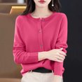 thumbnail image 5 of MXUIKV Crewneck Sweaters for Women Long Sleeve Fall Fashion Fitness Knitted Tunic Stretchy Loose Fitted Womens Blouses Solid Color, 5 of 5