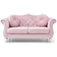 thumbnail image 3 of Velvet Loveseat, 68" Wide, Dark Gray - Hollywood Regency Style Sofa, 3 of 5