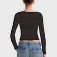 thumbnail image 6 of RYRJJ Womens Sheer Mesh Long Sleeve Cropped Tops Crew Neck See Through Tee Shirts Party Club Night Lace Blouse(Black,M), 6 of 6