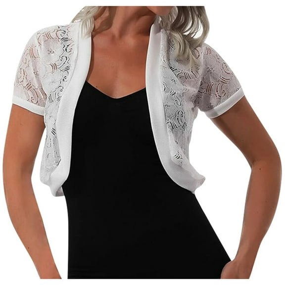 Ladies' Casual and Fashionable Summer Versatile Short Sleeved Chiffon Shawl with Hollowed Out Lace Cardigan Shawl Winter Shawls for Women with Pockets plus Size Bridal Shawl Winter Head Wrap