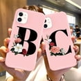 thumbnail image 2 of Funda de teléfono de silicona con letra inicial de Ottwn para iPhone 11 Pro 12 Pro Max X XR XS Max 7 8 Plus, funda trasera de TPU suave con flor rosa Retro Tan Jianjun unisex, 2 of 2