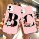 thumbnail image 2 of Funda de teléfono de silicona con letra inicial de Ottwn para iPhone 11 Pro 12 Pro Max X XR XS Max 7 8 Plus, funda trasera de TPU suave con flor rosa Retro Tan Jianjun unisex, 2 of 2