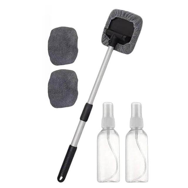 XDGJTBFMY Windshield Window Cleaner Tool, Windshield Magnetic Car Window Cleaner, Magnetic Window Cleaner for Cars, Expandable Car Window Cleaner Tool with Microfiber Pads and Spray Bottles