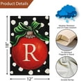 thumbnail image 4 of Christmas Ball Monogram Garden Flag 12x18 Double Sided Burlap, Small Welcome Initial Letter R Family Last Name Yard House Flag Outdoor Decoration (ONLY FLAG), 4 of 6