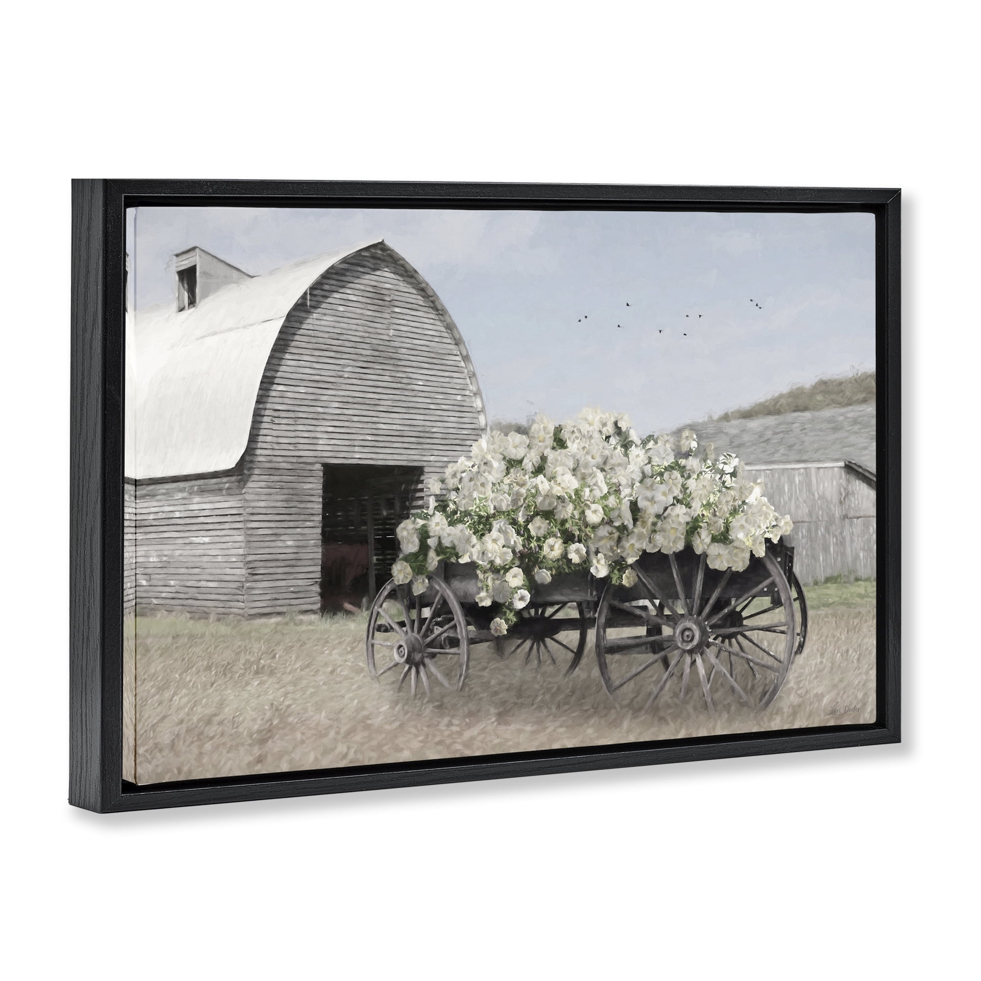 Stupell Industries Wagon Full of Sunshine Black Framed Floater Canvas Wall Art, design by Lori Deiter