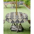 thumbnail image 4 of Boanket Outdoor Tablecloth with Umbrella Hole for Patio/Picnic/Party/Camping, Yellow Black Waterproof Table Cloth Round Cover Washable, Modern Contemporary Floral Art Vintage Dia 54", 4 of 7