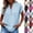 Light Blue, variant on POIUYTR Summer Eyelet Shirts for Women Casual V Neck Button Short Sleeve Blouses Loose Solid Color Tops