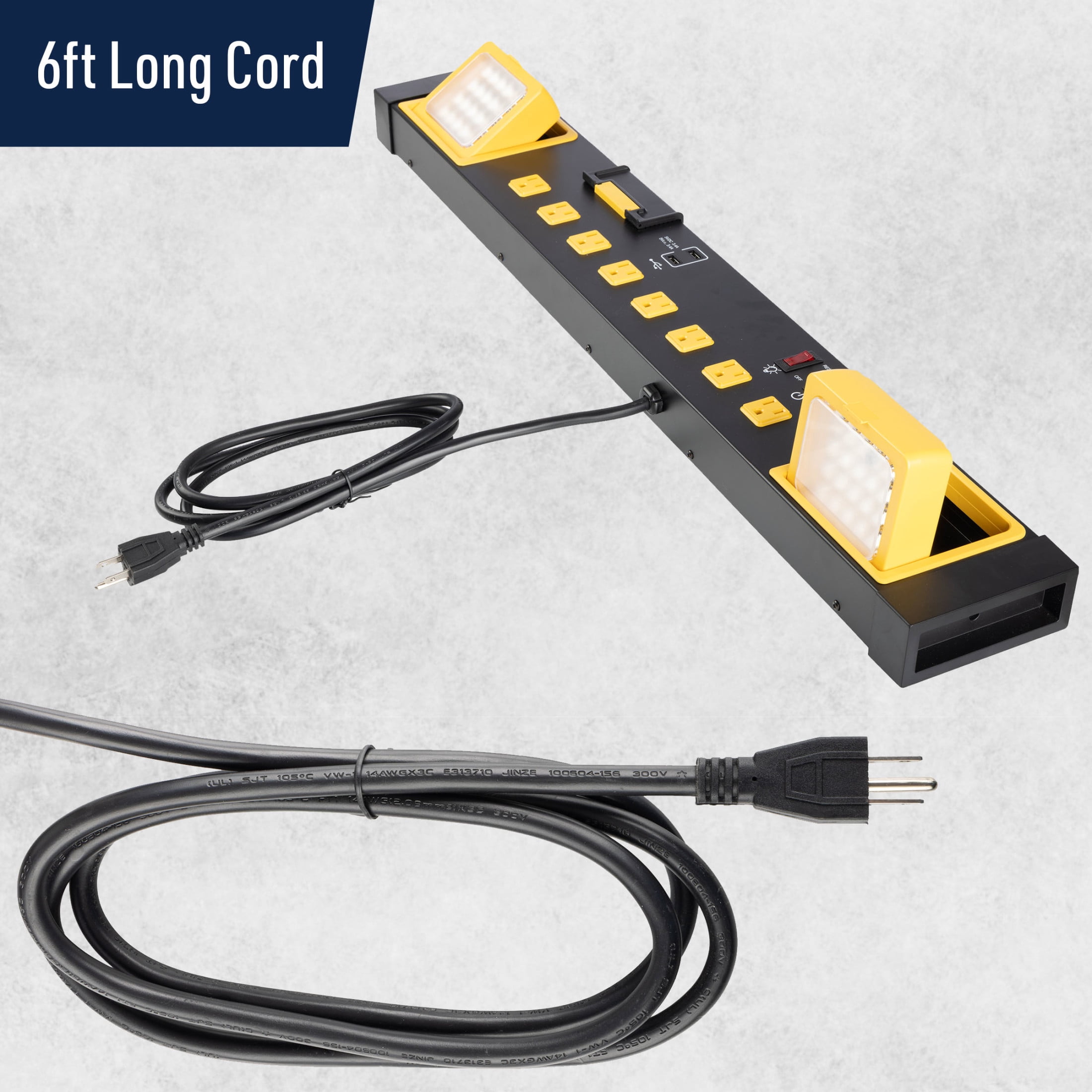 Kings County Tools UL Listed Metal Power Surge Protector with USB Ports, 8 Outlets, and LED Lights