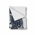 thumbnail image 2 of Ethnic Soft Flannel Fleece Throw Blanket, Woman Portrait with Occult Motifs Bird Blooming Rose Background, Cozy Plush for Indoor and Outdoor Use, 50" x 70", White and Dark Blue, by Ambesonne, 2 of 6
