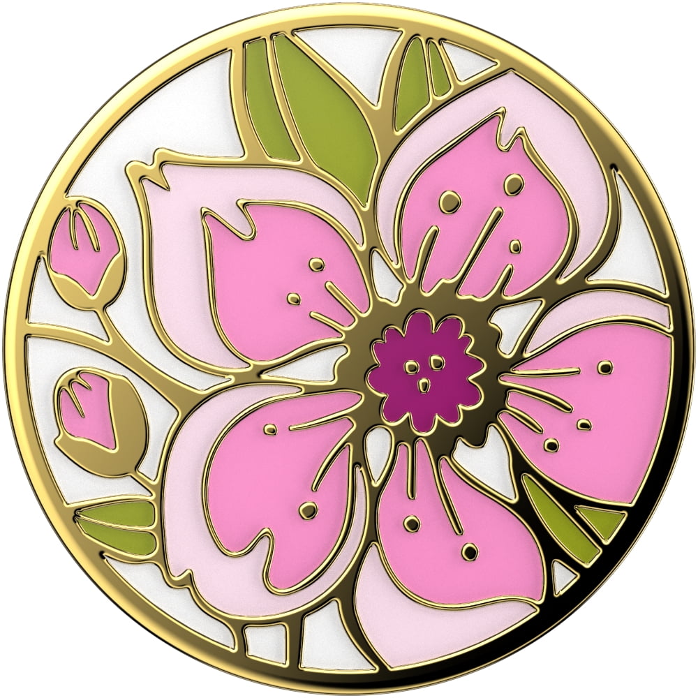 PopSockets Premium Grip with Swappable Top for Cell Phones, PopGrip Enamel Cherry Blossom