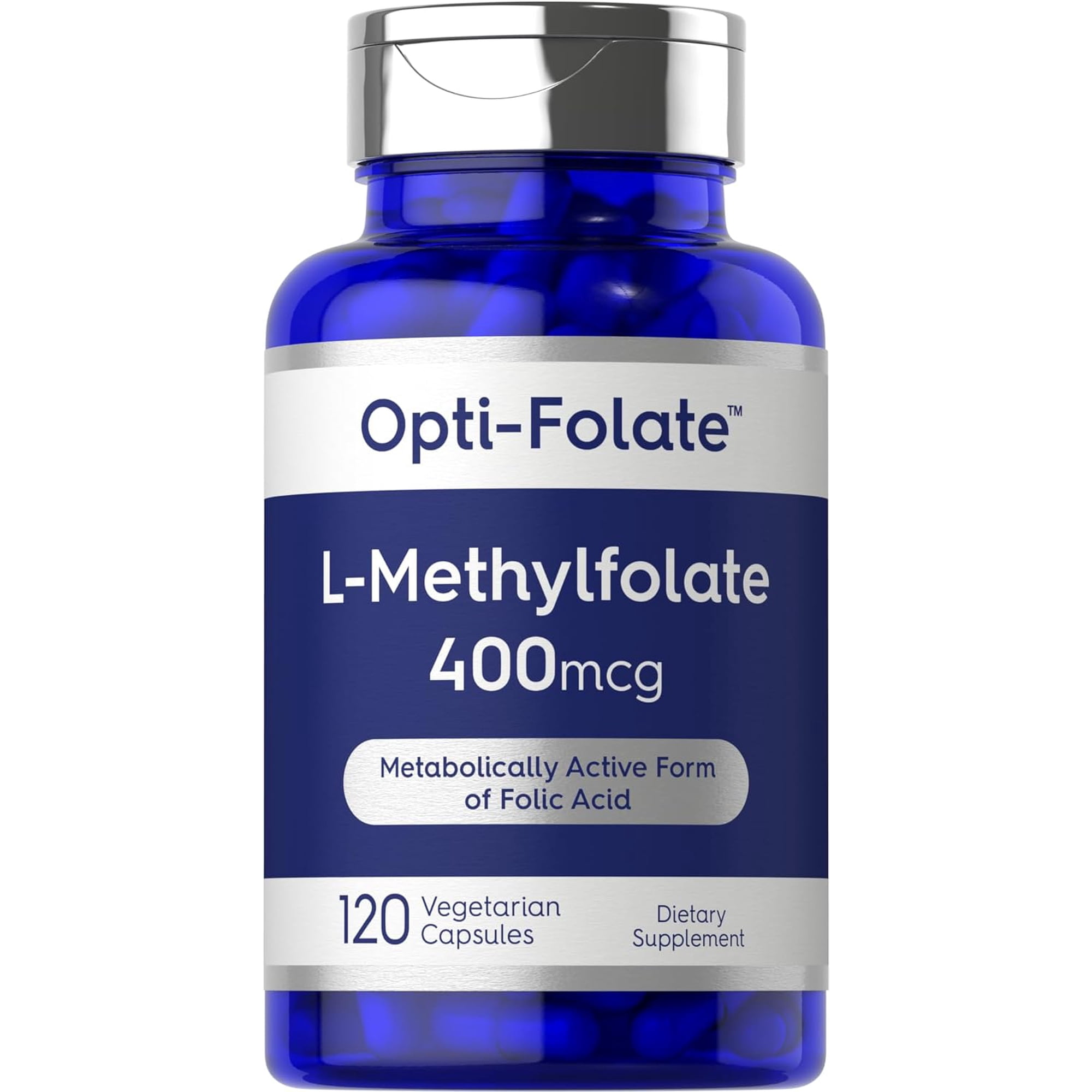 L Methylfolate 400mcg | 120 Capsules | Vegetarian | Non-GMO, Gluten Free | Optimized and Activated Methyl Folate | by Opti-Folate