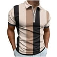 thumbnail image 2 of BSDJILFG Mens Shirts Graphic Tops Business Casual Shirt Striped Print Tees Breathable Short Sleeve Button Up Collar Shirts Clearance, 2 of 4