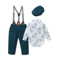 thumbnail image 2 of CARETOO Baby Boy Clothes 3-24 Months Formal Long Sleeve Floral Shirt Suspender Pants Hat Tie Outfits, 2 of 13