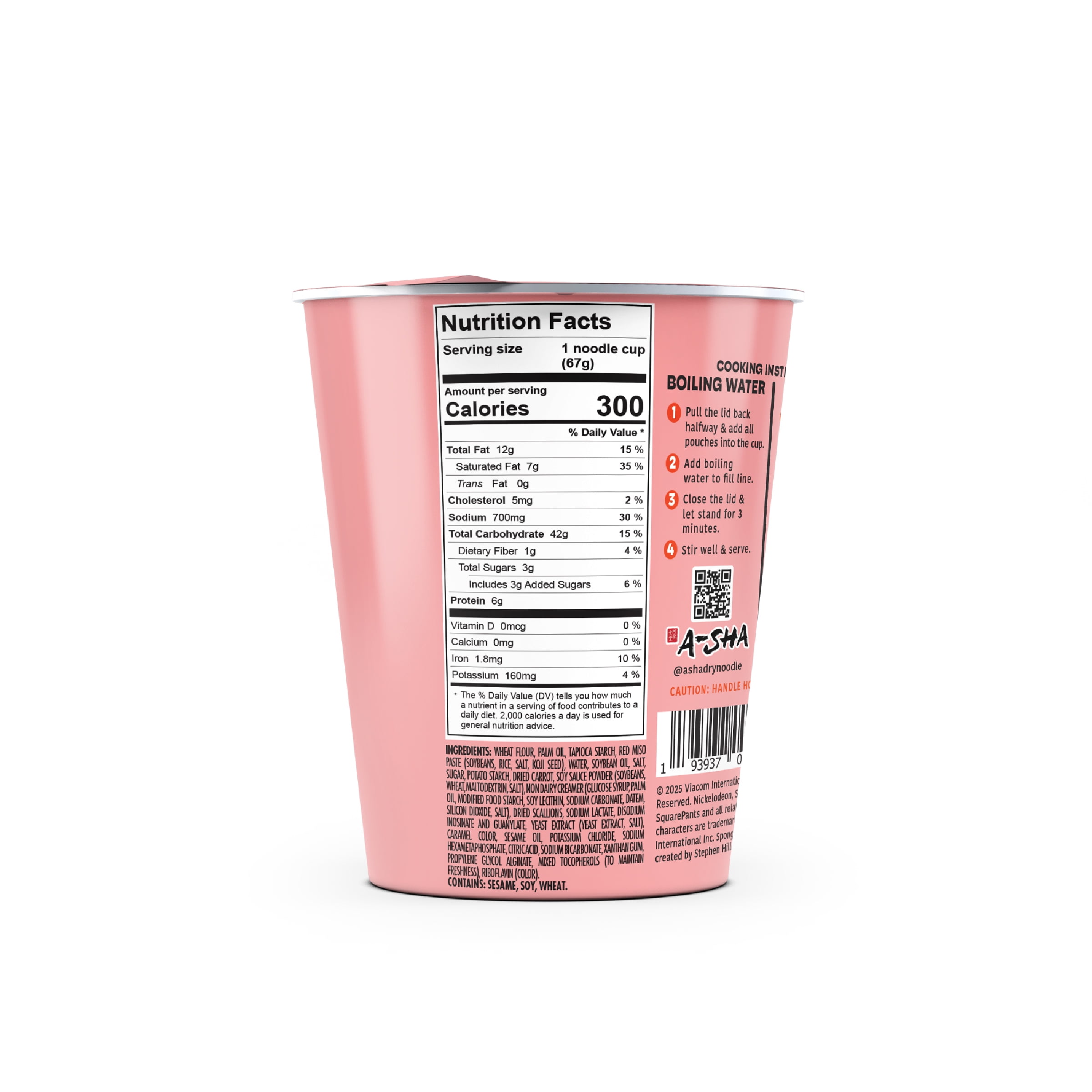 A-Sha & SpongeBob Squarepants Good Noodles (6 Pack) | Patrick Star Miso Hungry Flavor | Better For You Microwaveable Ramen Soup Mix