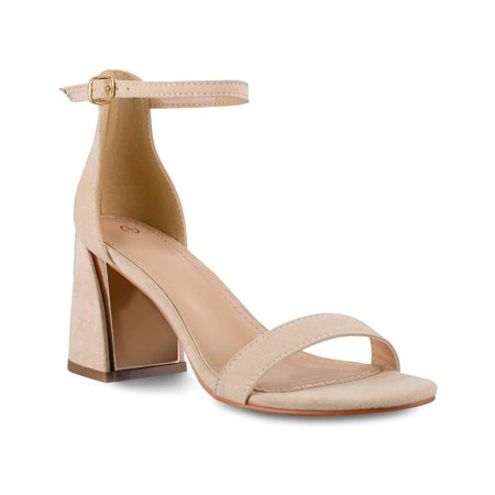 

Mysoft Adult Women s Brown Open-Toe Ankle Sandals with Thick Heels Size 8