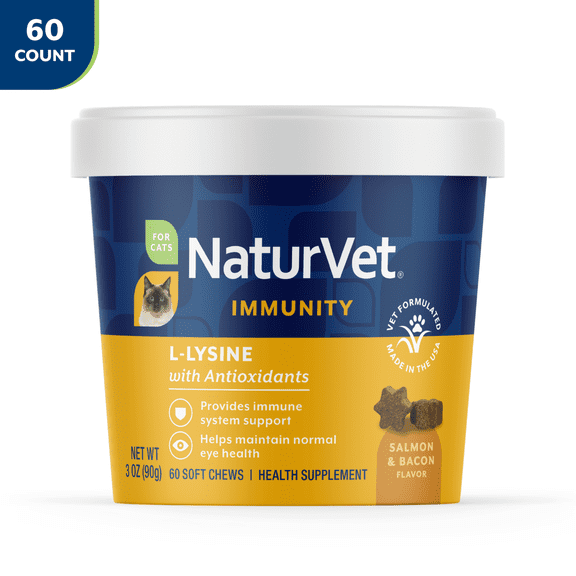 NaturVet L-Lysine Immune Soft Chews for Cats 60ct