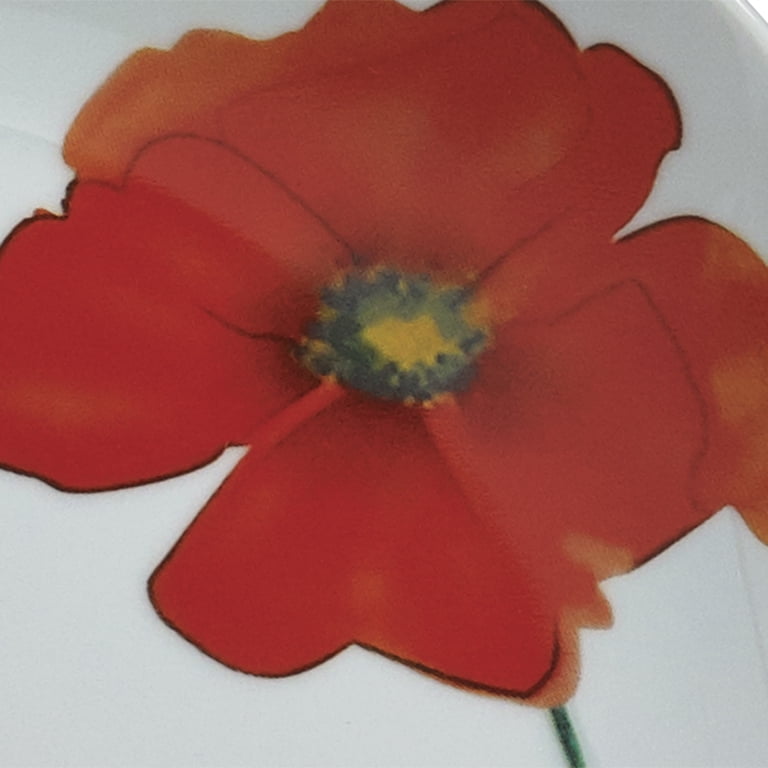 Tabletops Gallery Poppy Square 16 Piece Dinnerware Set, Floral