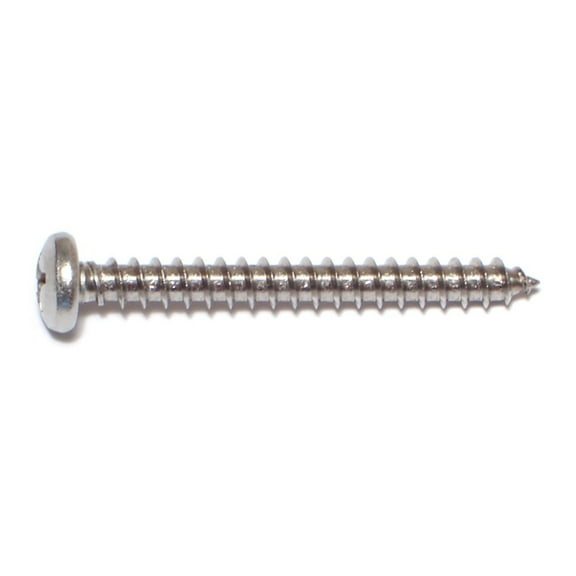 #12 x 2" 18-8 Stainless Steel Phillips Pan Head Sheet Metal Screws (10 pcs.)