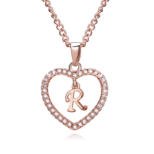 Guardurnaity 26 Carta Oro Rosa Cristal Collar con Corazón Clavícula Cadena Pareja Regalo Ropa, zapatos y accesorios Miscelánea R Guardurnaity AP0274-18