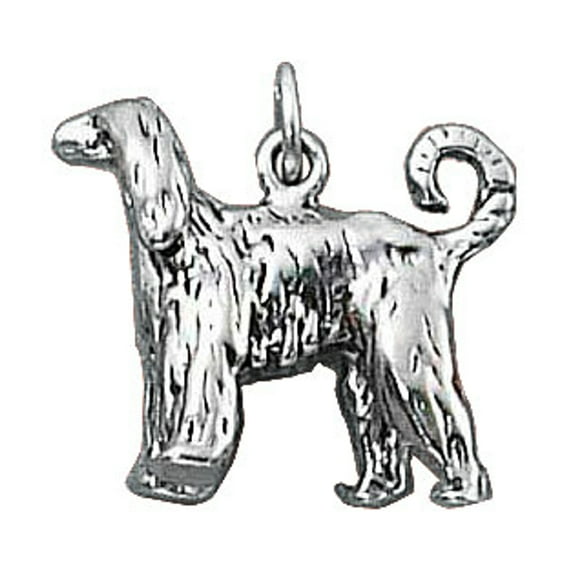 Sterling Silver 20" 1mm Box Chain 3D Afghan Hound Dog Breed Pendant Necklace