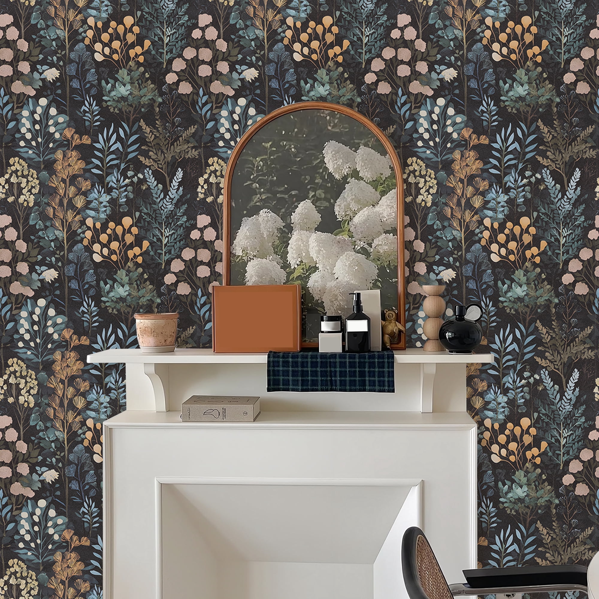 (4 pack) Abyssaly Floral Peel and Stick Wallpaper 17.5-in x 118-in Self-Adhesive Removable Wallpaper Vinyl Paper for Home Decor