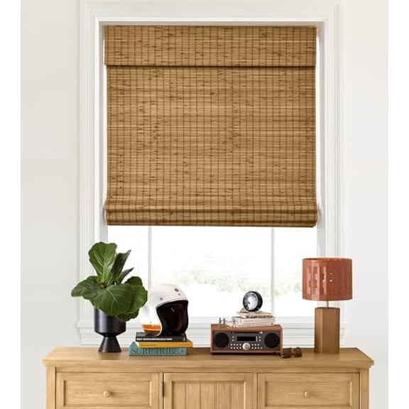 Cordless Bamboo Roman Shades, Privacy Blinds for Interior Windows, Room Darkening Roll Up Bamboo Blinds for Home & Patio, 70" W x 36" H, Privacy-Highfield Teak$$Home Decor, Kitchen, & Other
