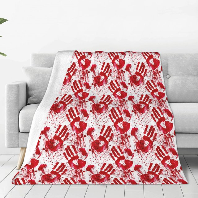 Balery Bloody Hand 2 Manta de Felpa Suave y Acogedora – Cobija de Franela Aterciopelada para Cama, Lavable y Cálida para Sofá, Mascotas, Transpirable-80"x60"