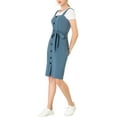 thumbnail image 4 of Unique Bargains Women's Button Strap Sheath Suspender Overall Jumper Dress S Dusty Blue, 4 of 6