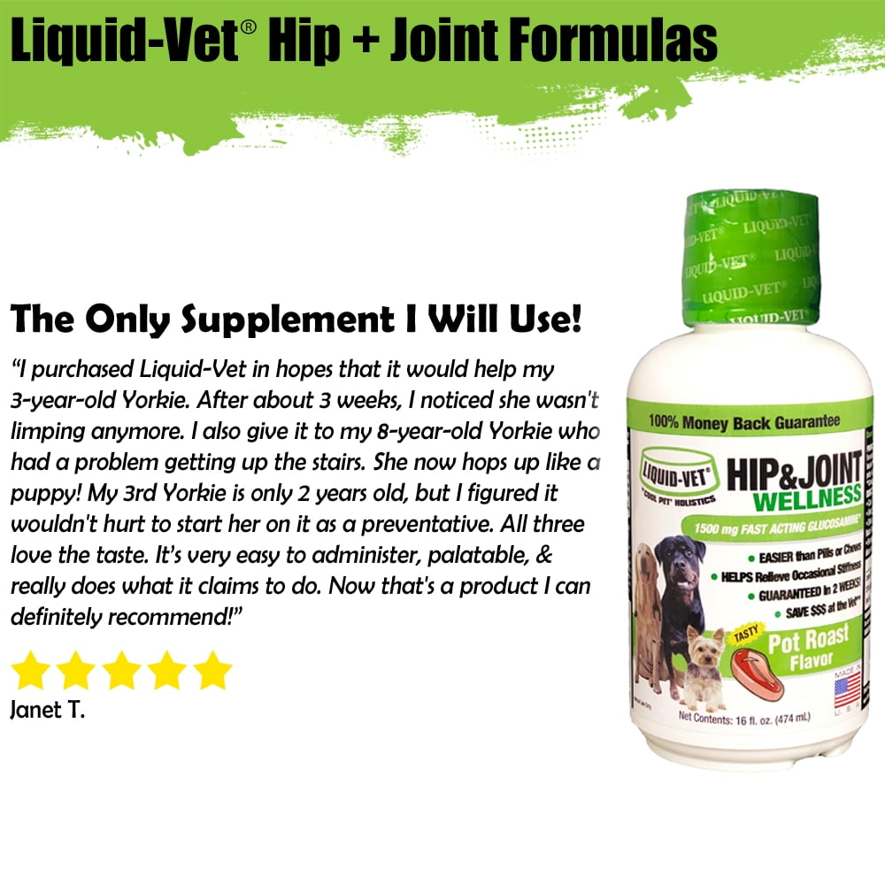 Liquid-Vet Hip & Joint Wellness Supplement for Dogs with Glucosamine, Pot Roast, 16 oz