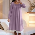 thumbnail image 5 of ZyeKqe Womens Pajama S Dress Square Neck Lace up Long Sleeve Soft Sleepwear Nightgowns Lace Ruffle Lounge Vintage House Dress, 5 of 8