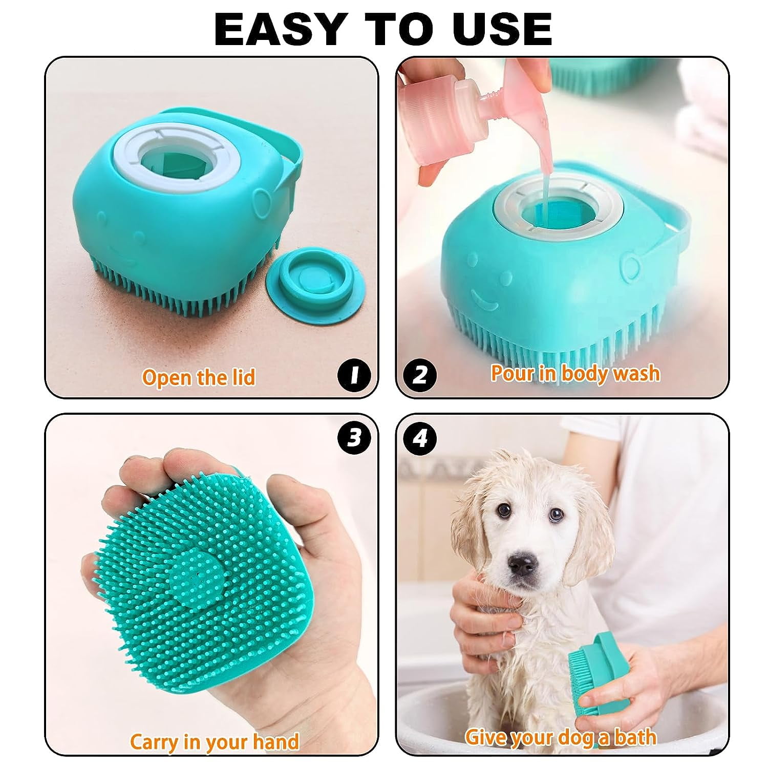 3PCS Dog Bath Brush, Dog Shampoo brush, Dog Scrubber for Bath, Pet-Dog  Bath Massage Brush Scrubber