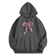 thumbnail image 3 of Women's Hoodies Sweatshirts Graphic Word Hoodie Sweatshirt for Women Long Sleeve Cozy Preppy Tops Casual Everyday Wear Gray M, 3 of 6