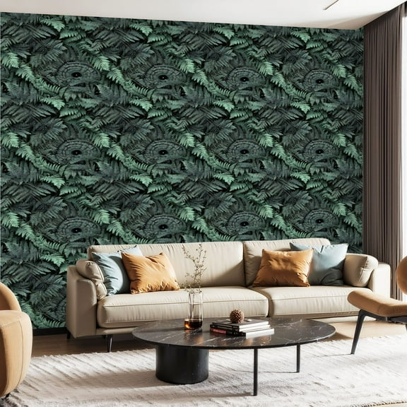 Peel and Stick Wallpaper Contact Paper Fern Wall Green Photographic Fern Design 3D Effect Deep Green Leaves Self Adhesive and Removable 24in x 118in